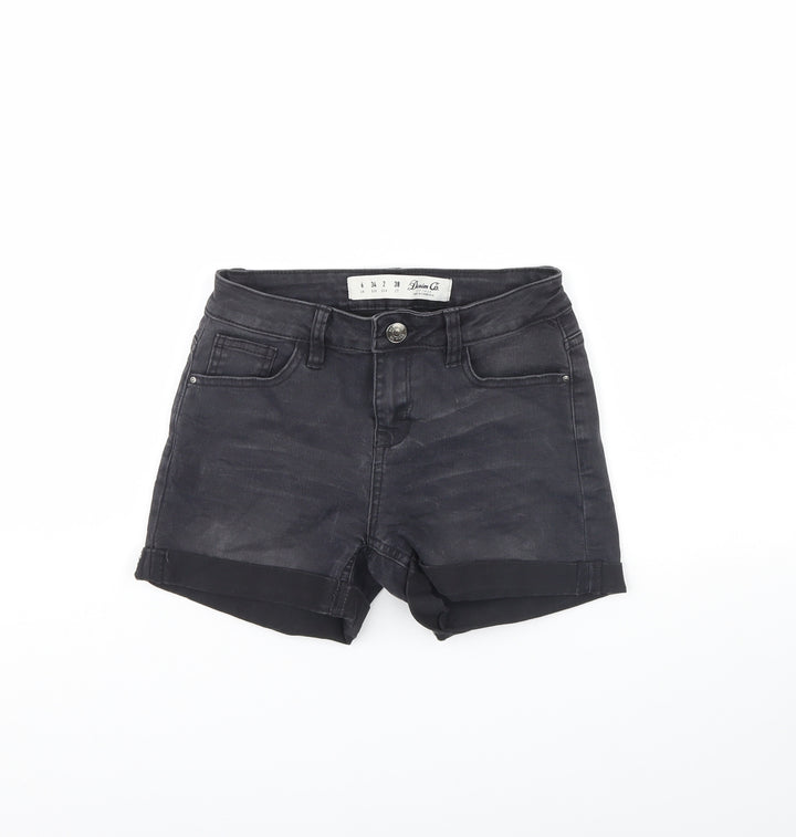 Denim & Co. Womens Black Denim Cut-Off Shorts Size 6