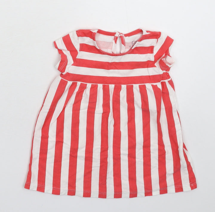 F&F Girls Red Striped Fit & Flare Size 6-9 Months