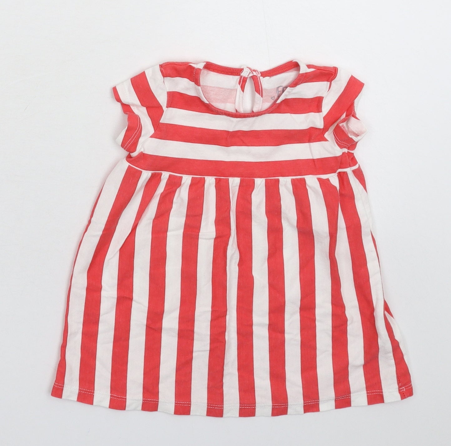 F&F Girls Red Striped  Fit & Flare  Size 6-9 Months