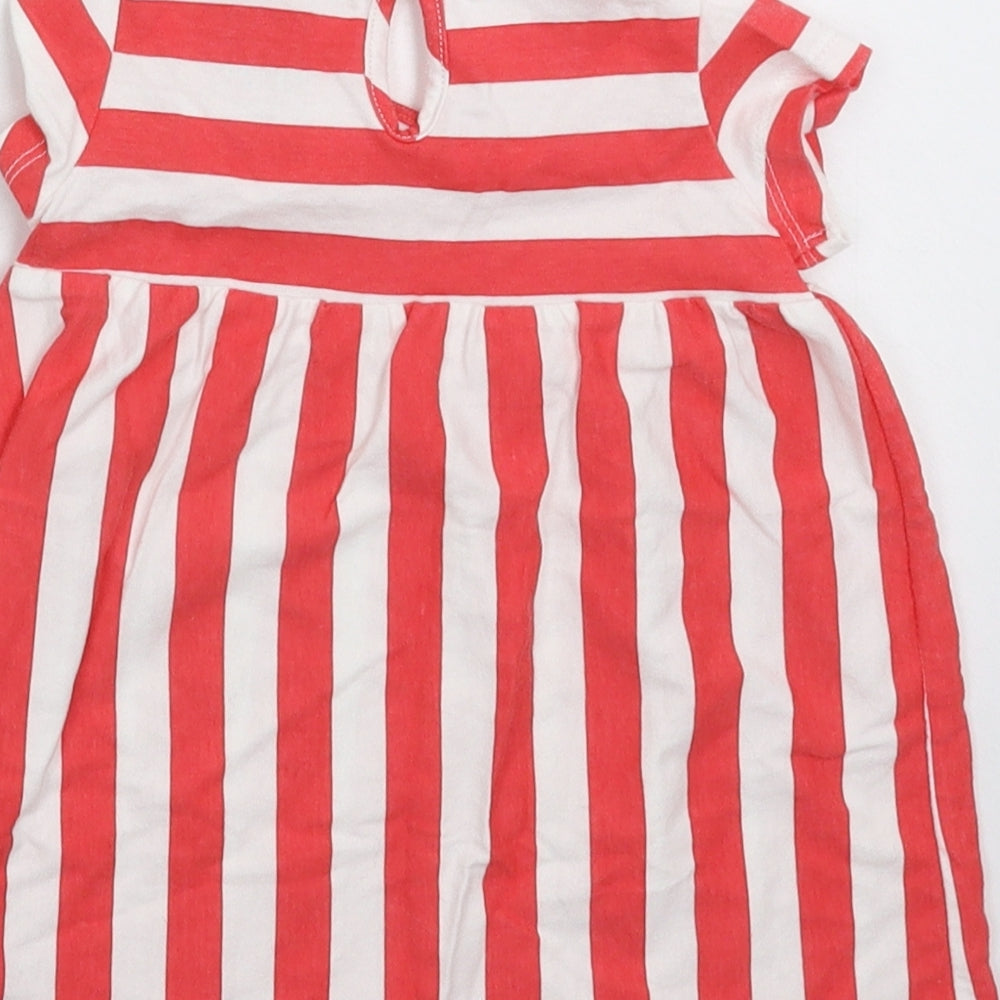 F&F Girls Red Striped  Fit & Flare  Size 6-9 Months