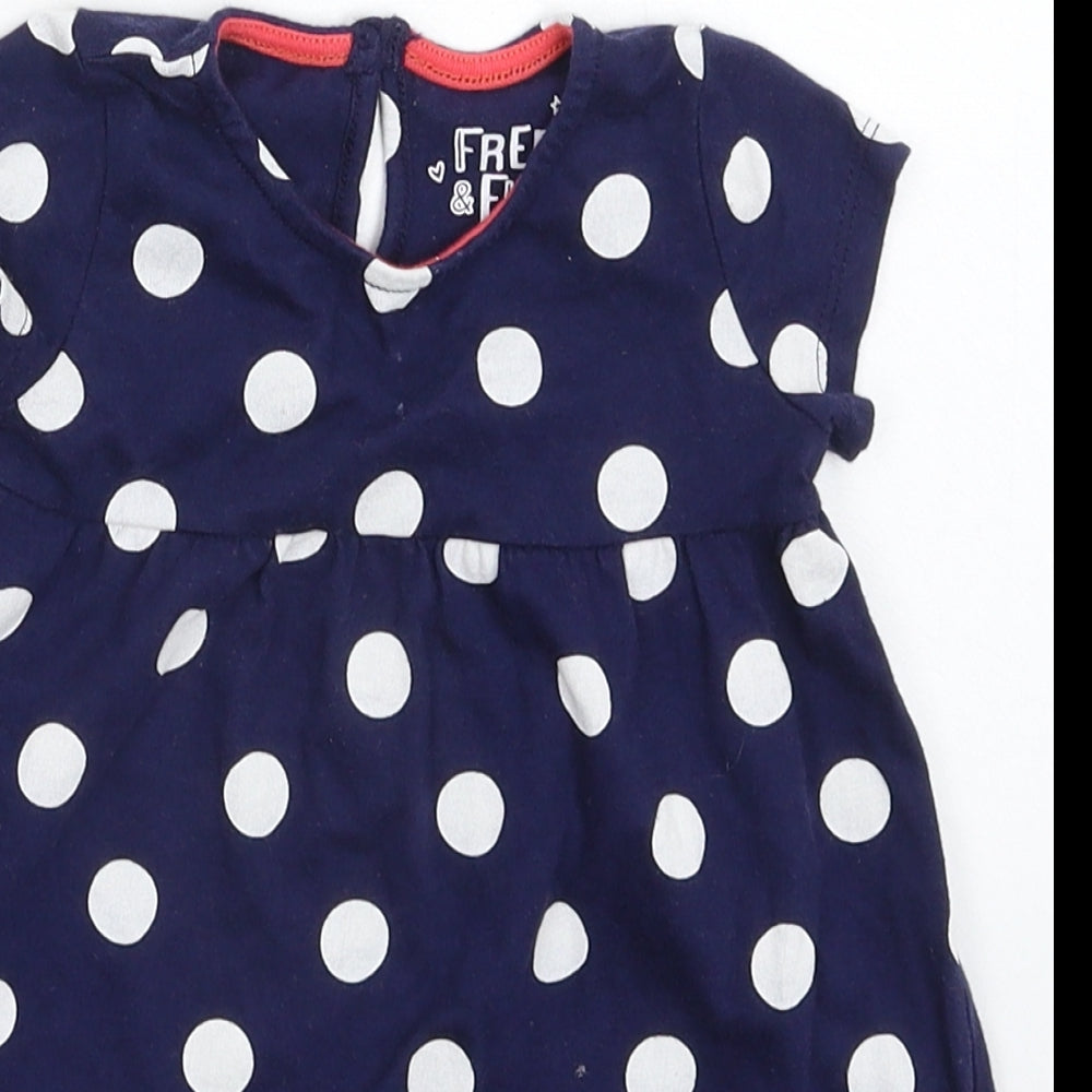 F&F Girls Blue Polka Dot  Fit & Flare  Size 6-9 Months