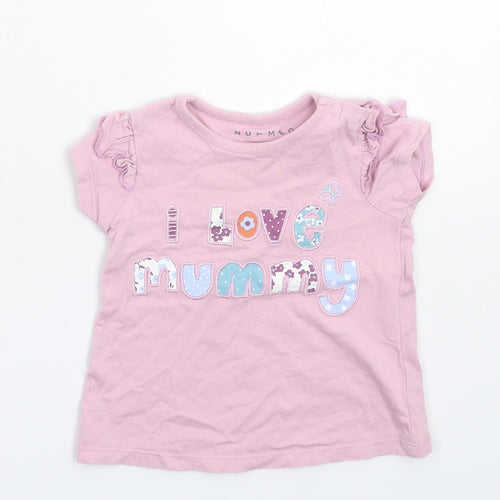 Nutmeg Girls Pink   Basic T-Shirt Size 9-12 Months