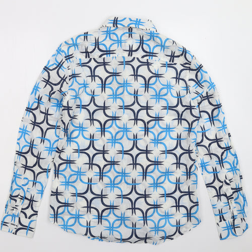 Kanesh Mens White Geometric   Button-Up Size XL