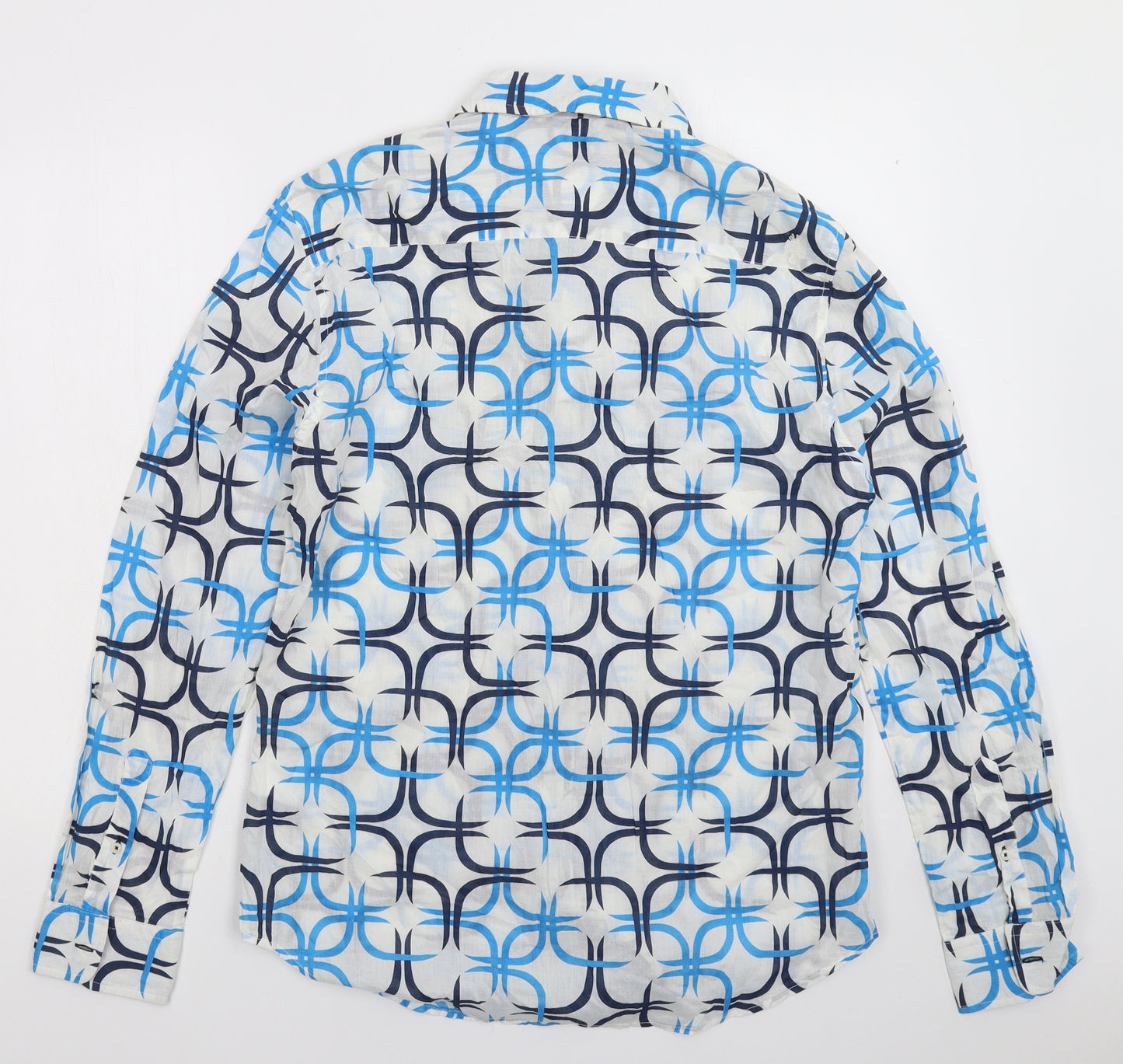 Kanesh Mens White Geometric   Button-Up Size XL