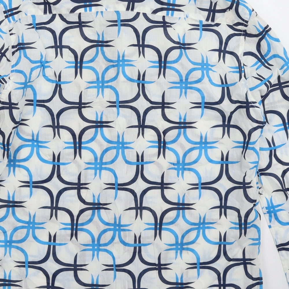 Kanesh Mens White Geometric   Button-Up Size XL