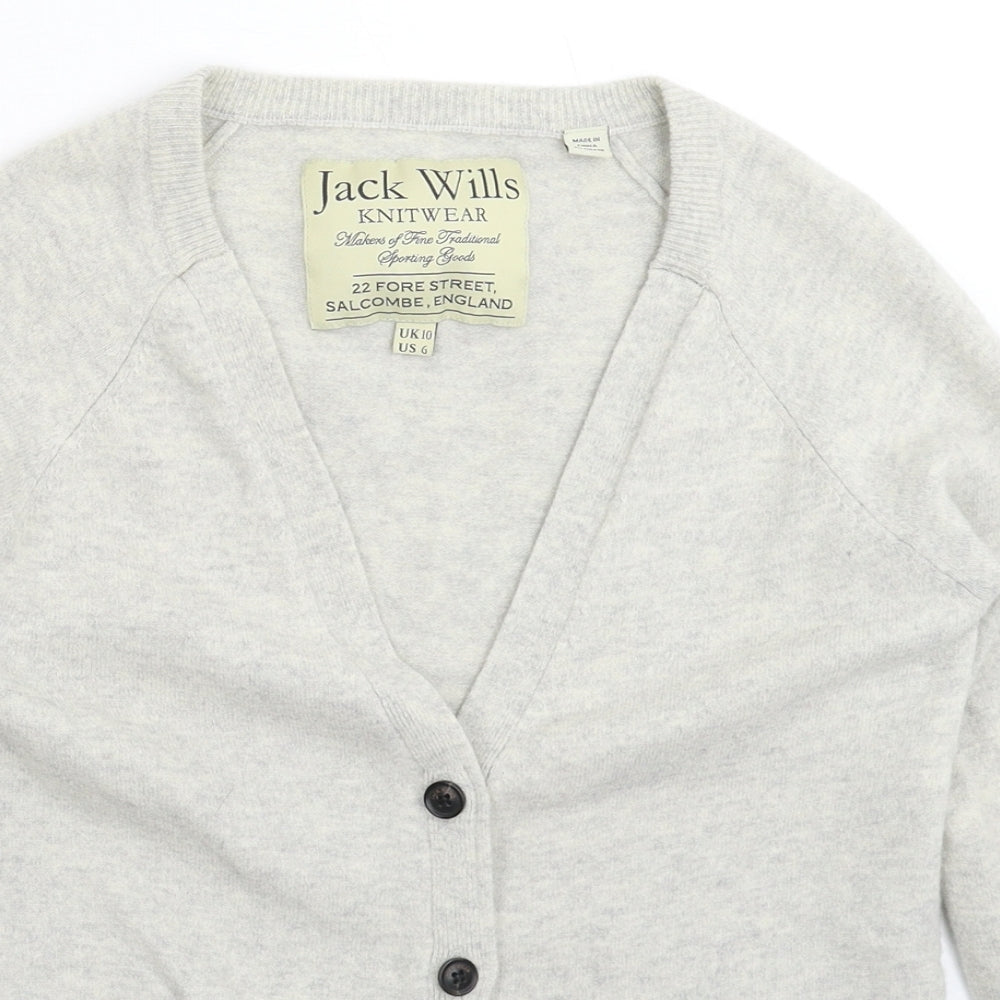 Jack Wills Womens Grey  Knit Cardigan Jumper Size 10