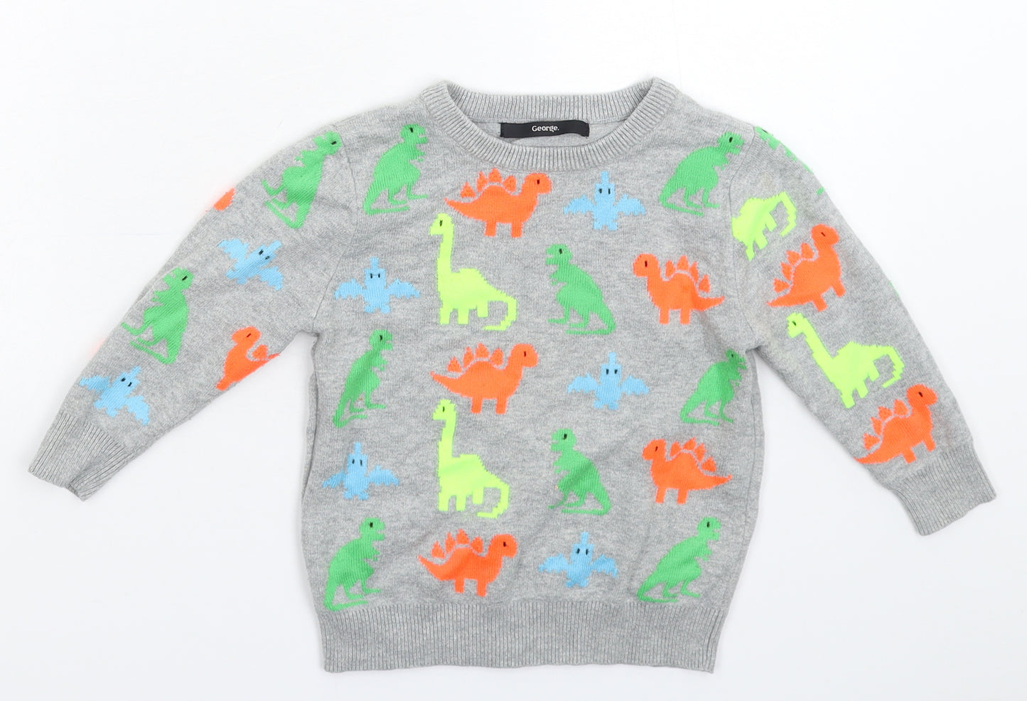 George Boys Grey  Knit Pullover Jumper Size 2-3 Years
