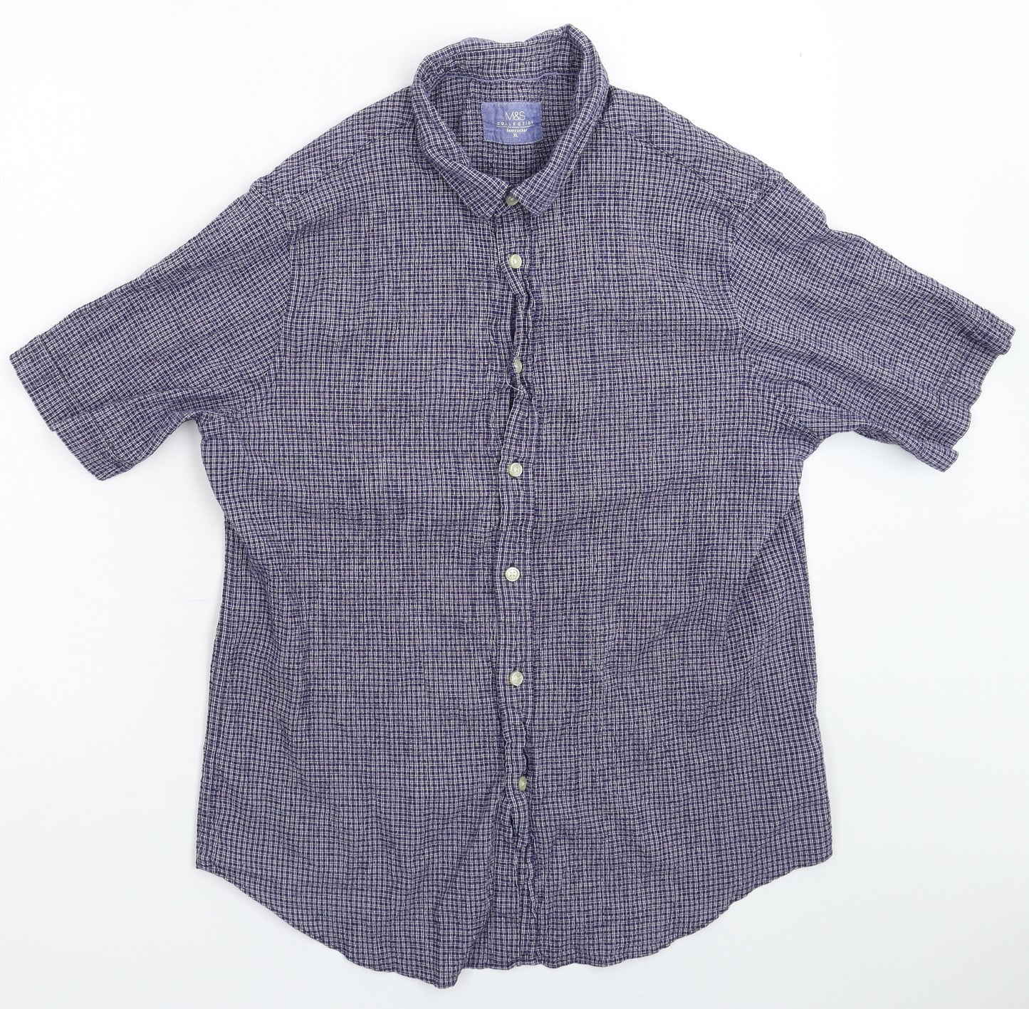 Marks and Spencer Mens Blue Check   Button-Up Size XL
