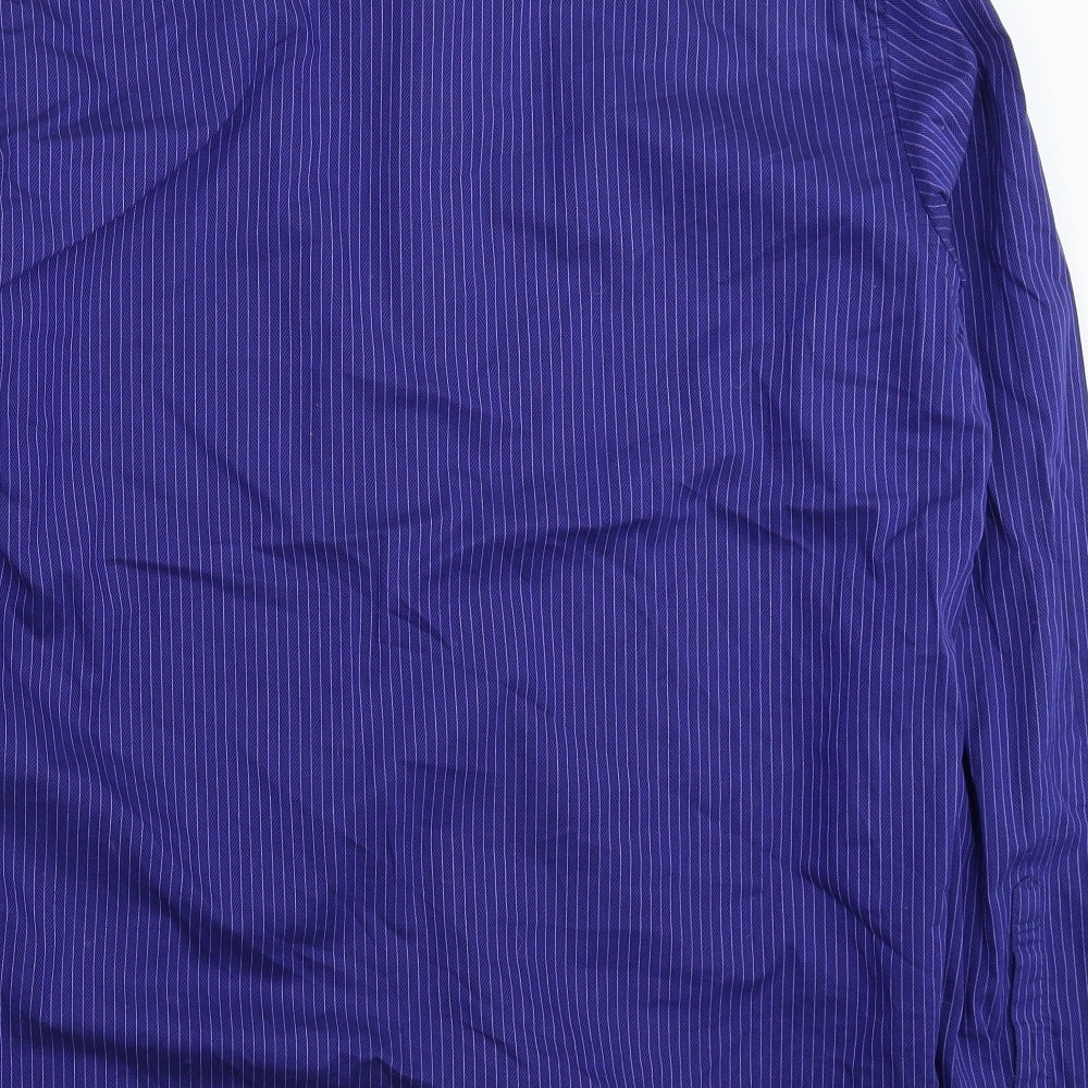 Marks and Spencer Mens Blue Striped   Dress Shirt Size 17.5