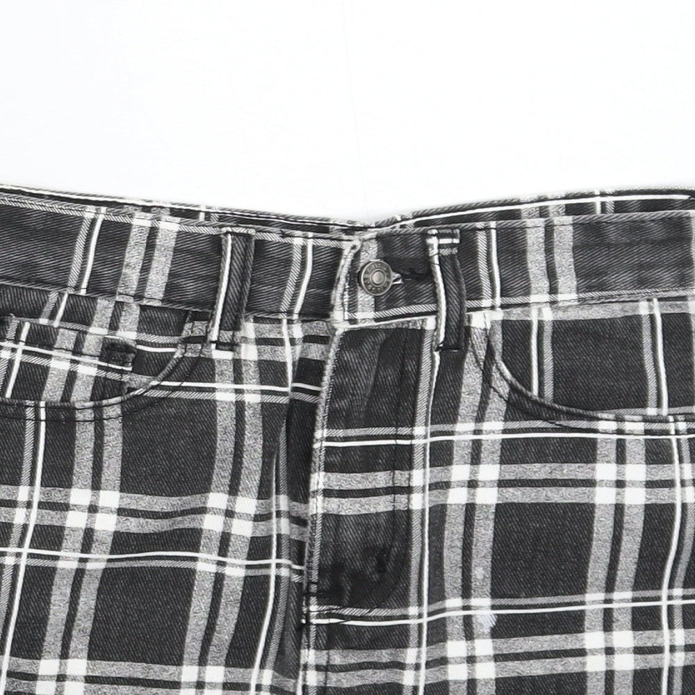 Preworn Womens Grey Check Denim Mini Skirt Size 6
