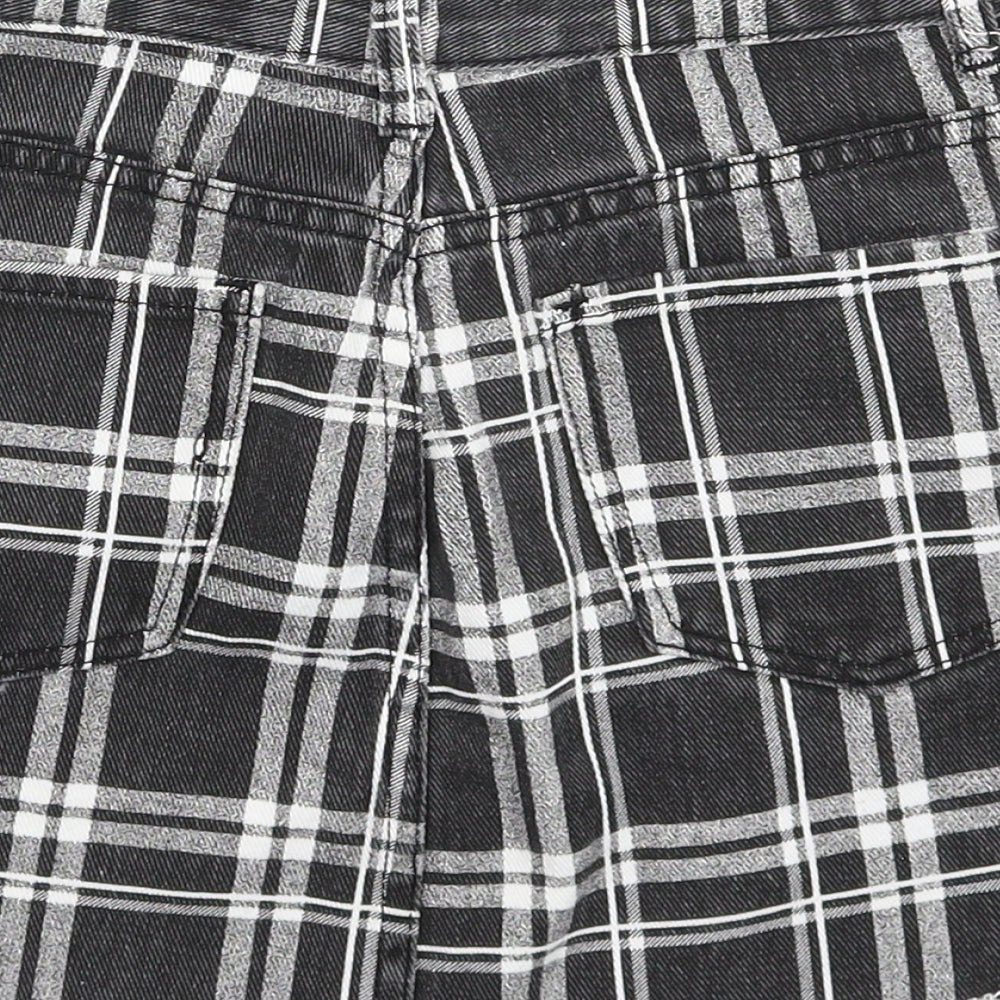 Preworn Womens Grey Check Denim Mini Skirt Size 6