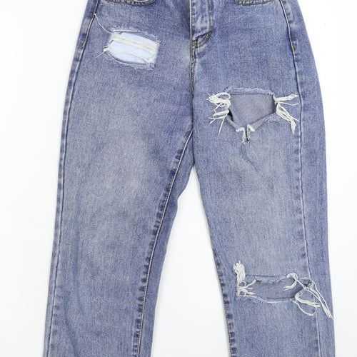 Preworn Girls Blue  Denim Straight Jeans Size L - Distressed