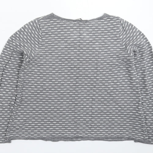 TU Womens Grey Striped Knit Pullover Jumper Size 14