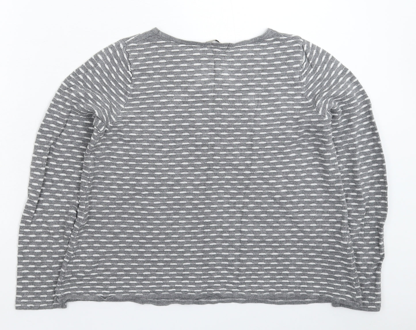TU Womens Grey Striped Knit Pullover Jumper Size 14
