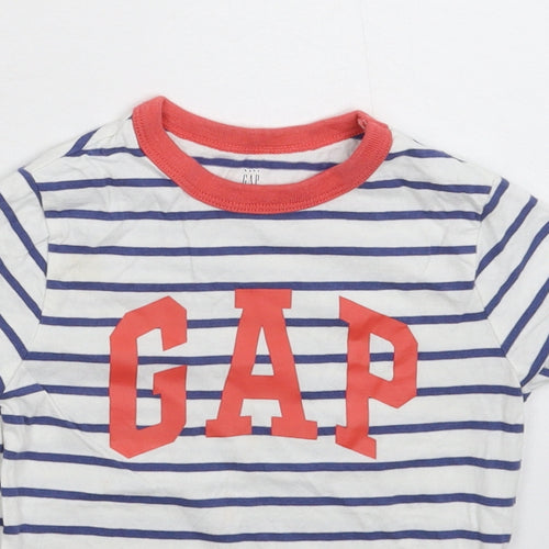 Gap Baby White Striped  Basic T-Shirt Size 24 Months