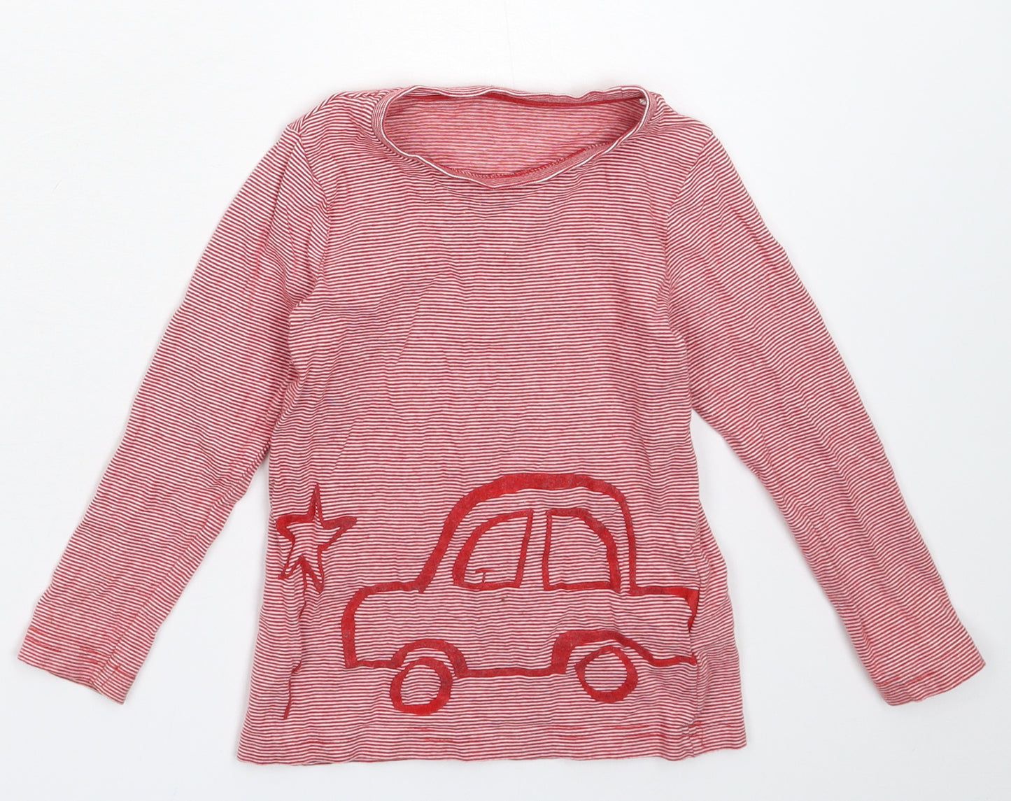 Marks and Spencer Girls Red Striped  Basic T-Shirt Size 2-3 Years