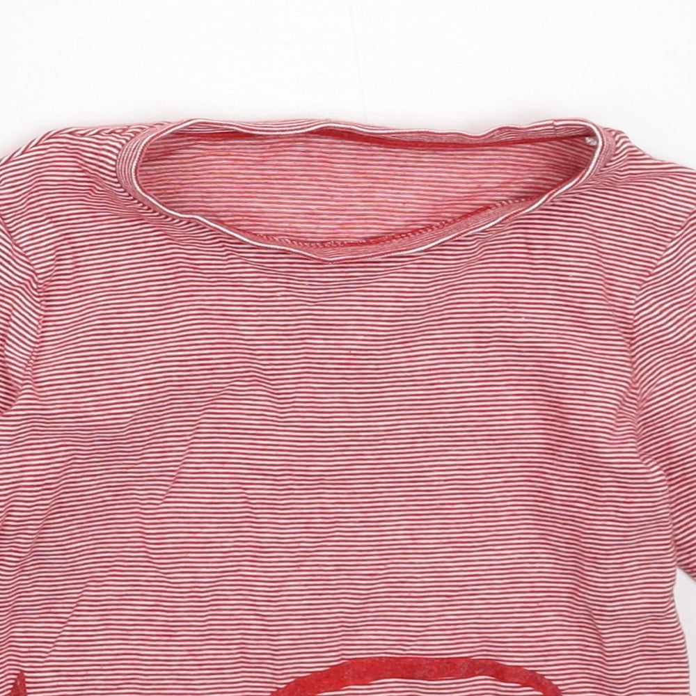 Marks and Spencer Girls Red Striped  Basic T-Shirt Size 2-3 Years
