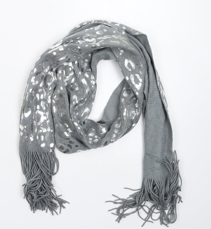 Preworn Womens Grey Animal Print Knit  Scarf