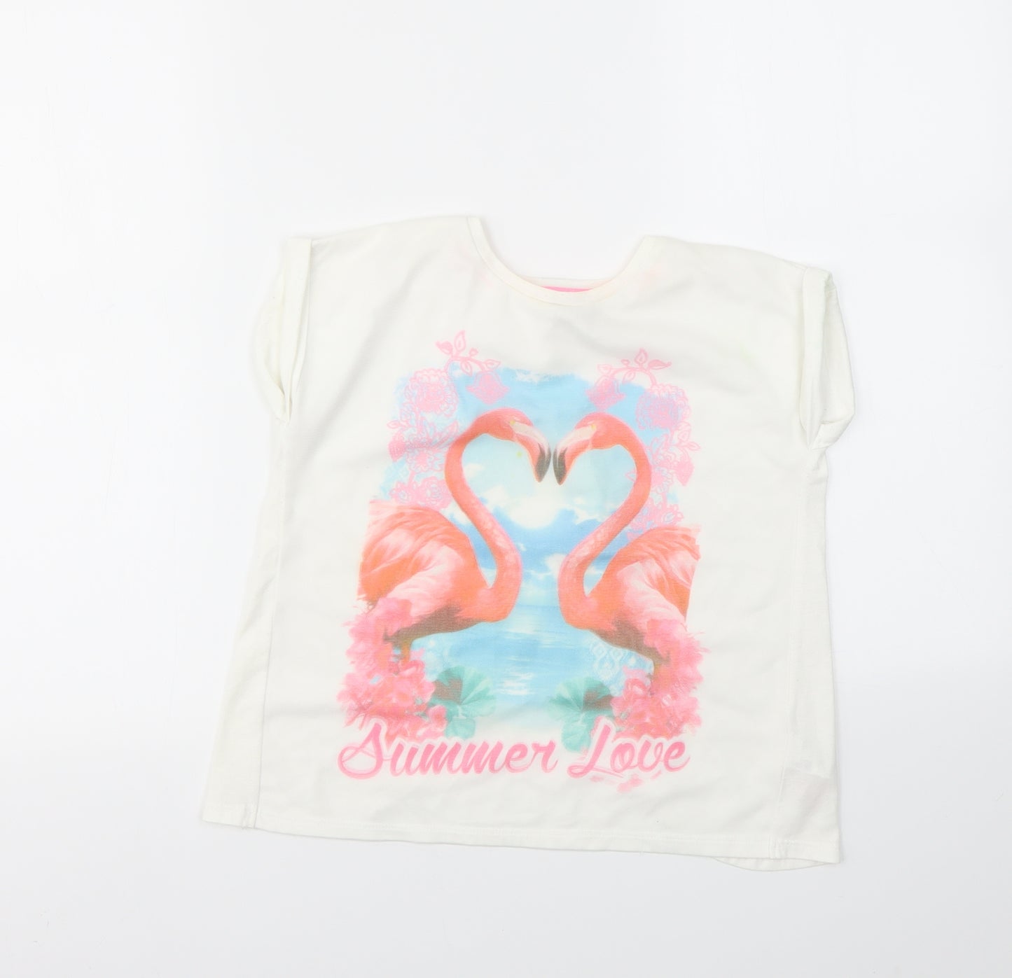 F&F Girls Multicoloured Geometric  Basic T-Shirt Size 8-9 Years