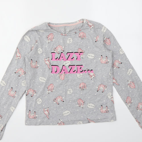River Island Girls Grey Animal Print  Top Pyjama Set Size 11-12 Years