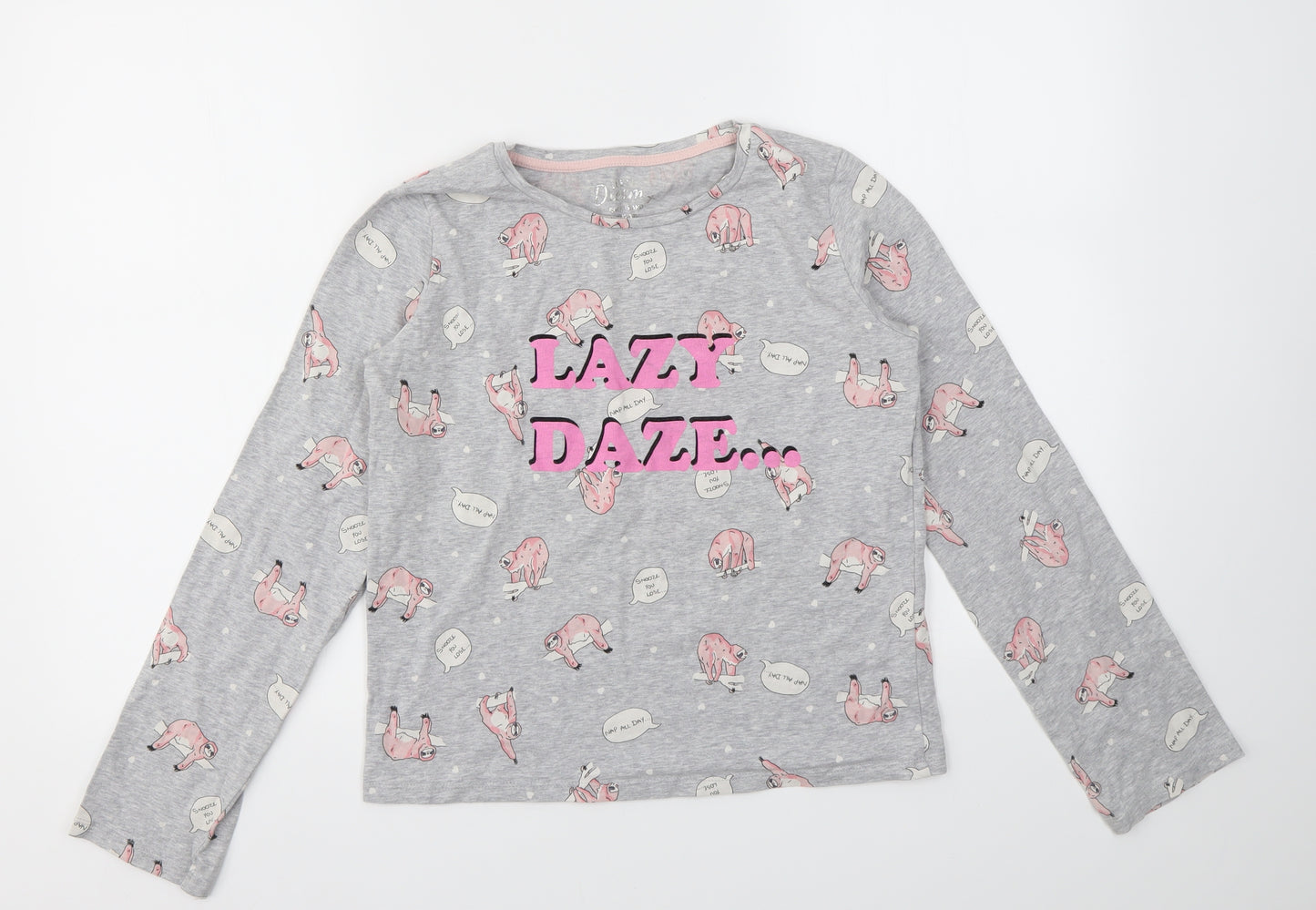 River Island Girls Grey Animal Print  Top Pyjama Set Size 11-12 Years