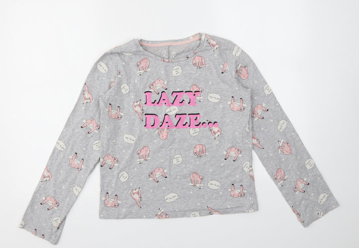 River Island Girls Grey Animal Print  Top Pyjama Set Size 11-12 Years
