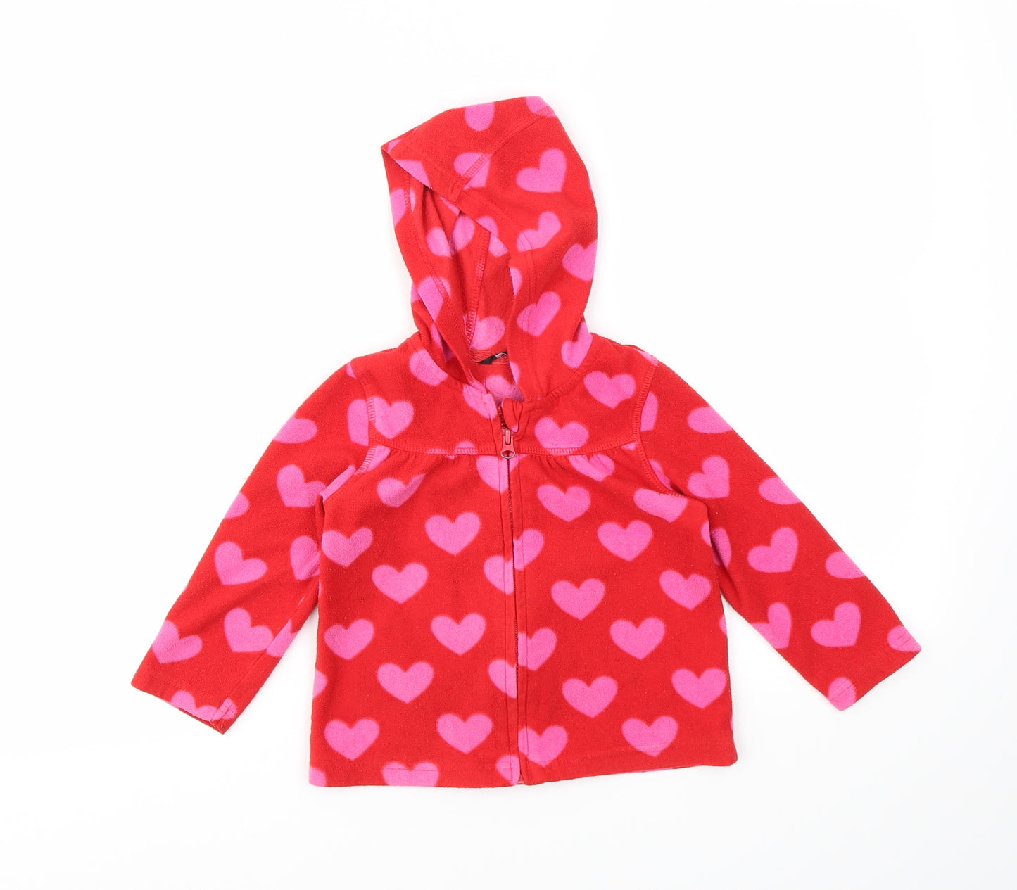 George Girls Red Geometric  Full Zip Hoodie Size 2-3 Years
