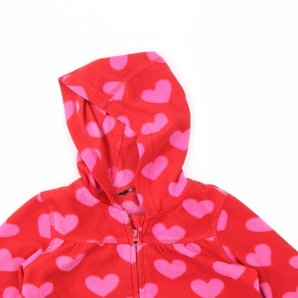 George Girls Red Geometric  Full Zip Hoodie Size 2-3 Years