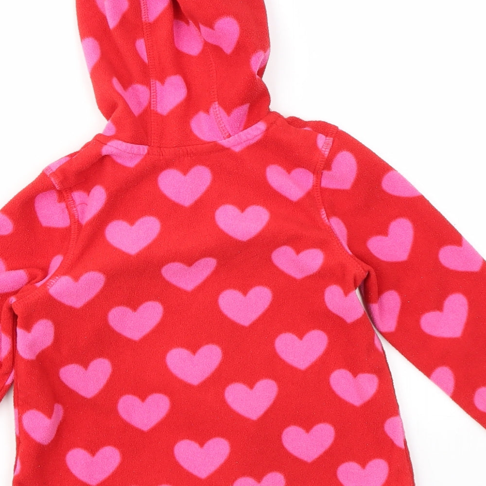 George Girls Red Geometric  Full Zip Hoodie Size 2-3 Years
