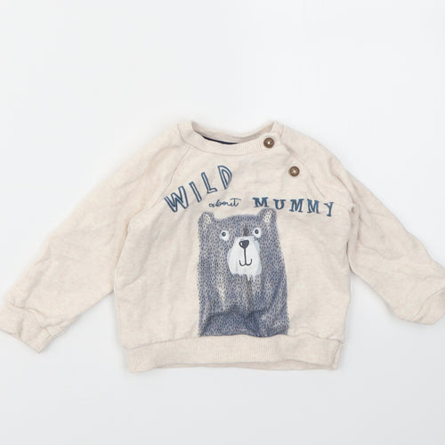 F&F Baby Ivory Animal Print  Pullover Jumper Size 6-9 Months