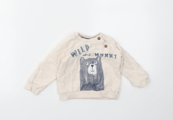 F&F Baby Ivory Animal Print  Pullover Jumper Size 6-9 Months