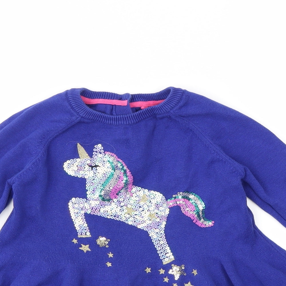 M&S Girls Blue   Jumper Dress  Size 3-4 Years