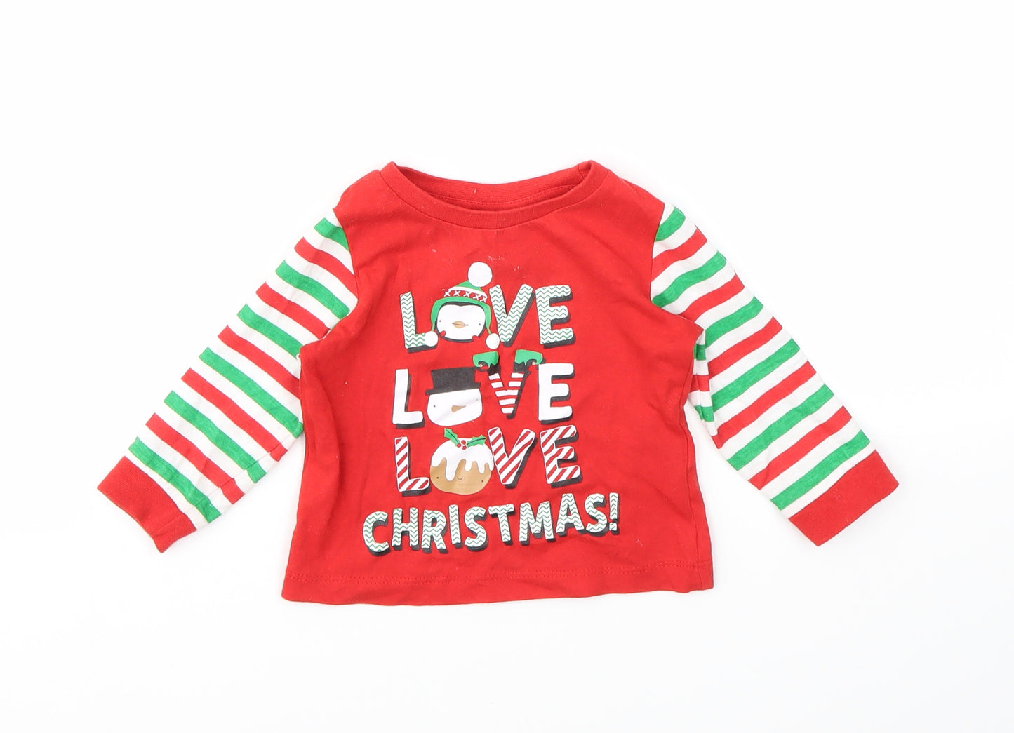 BABY  Baby Red Geometric  Basic T-Shirt Size 9-12 Months