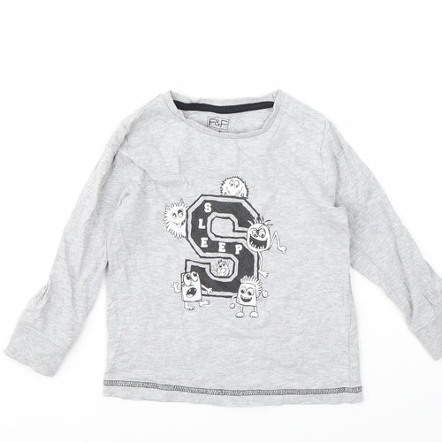 F&F Boys Grey Geometric  Basic T-Shirt Size 3-4 Years