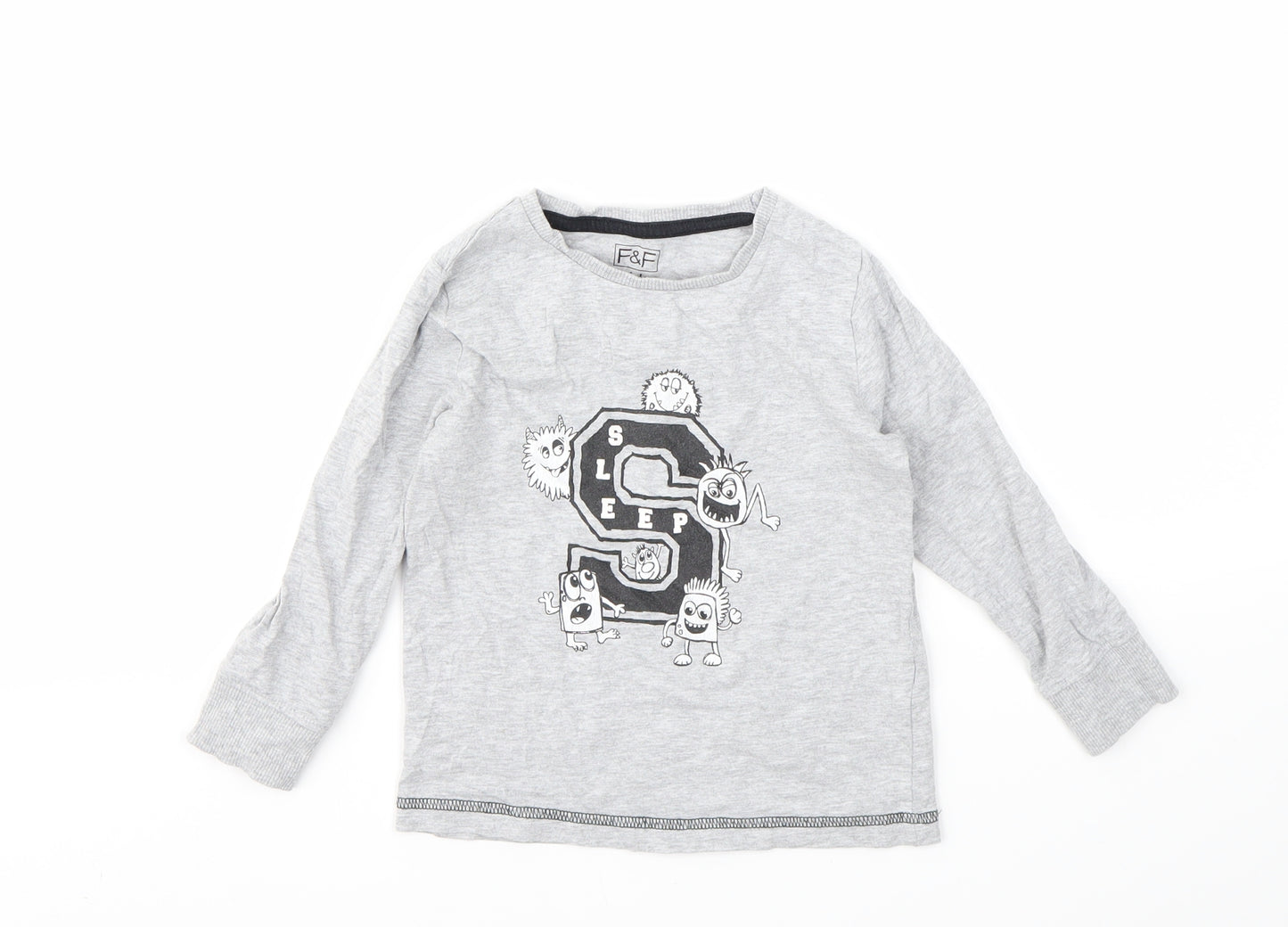 F&F Boys Grey Geometric  Basic T-Shirt Size 3-4 Years