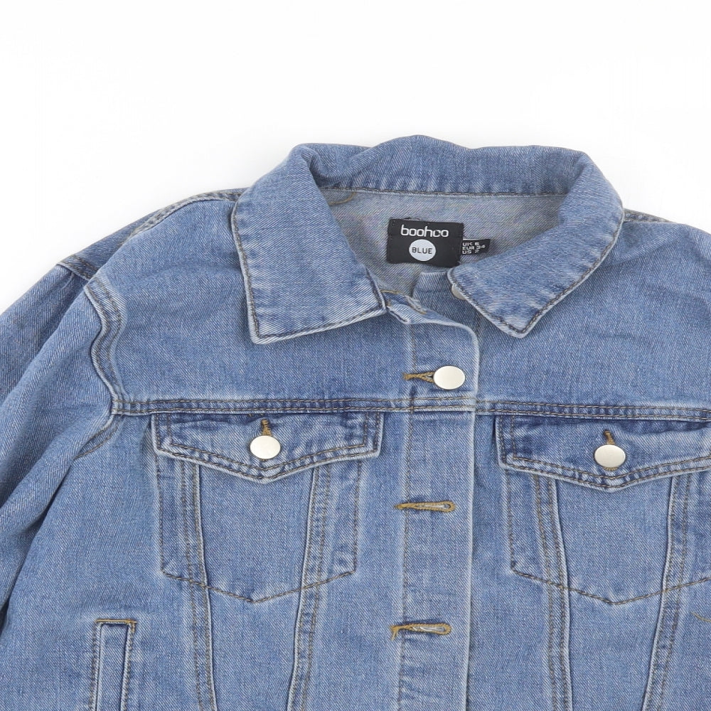 Boohoo Womens Blue  Denim Jacket Coat Size 6