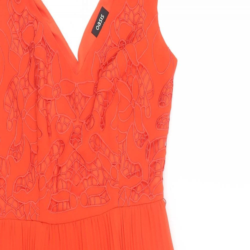 Oasis Womens Orange Floral  Tank Dress  Size 8
