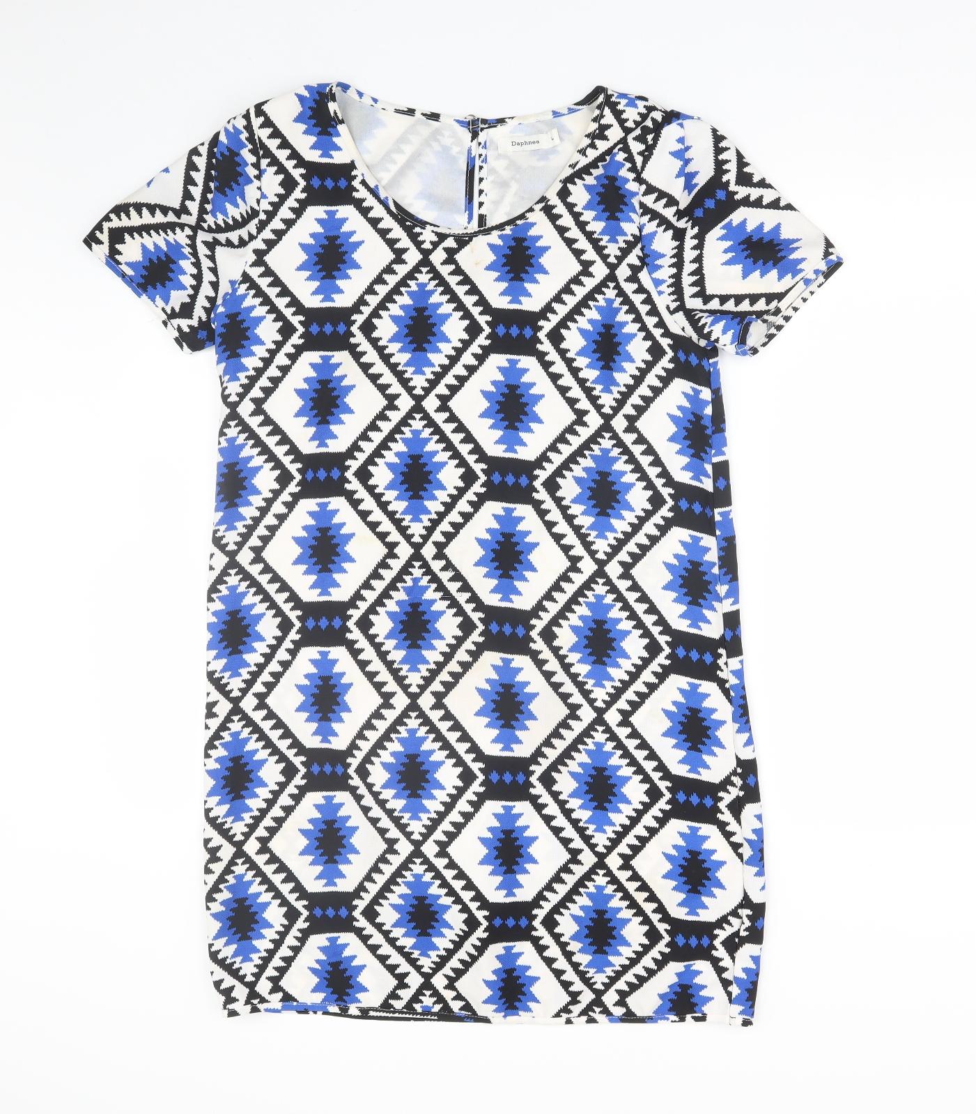 Daphnea Womens Blue Fair Isle  T-Shirt Dress  Size L