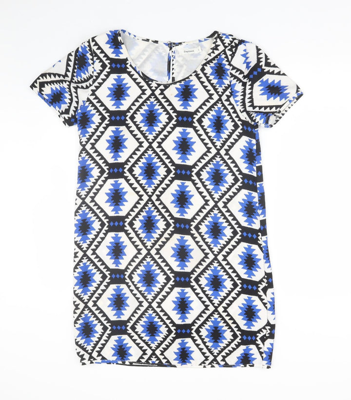 Daphnea Womens Blue Fair Isle  T-Shirt Dress  Size L
