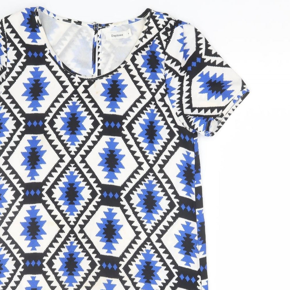 Daphnea Womens Blue Fair Isle  T-Shirt Dress  Size L