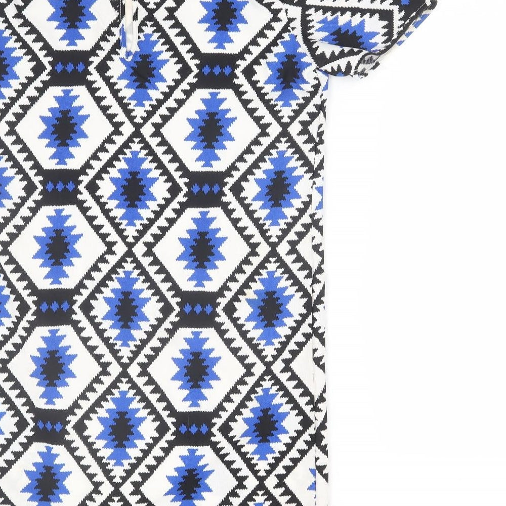 Daphnea Womens Blue Fair Isle  T-Shirt Dress  Size L