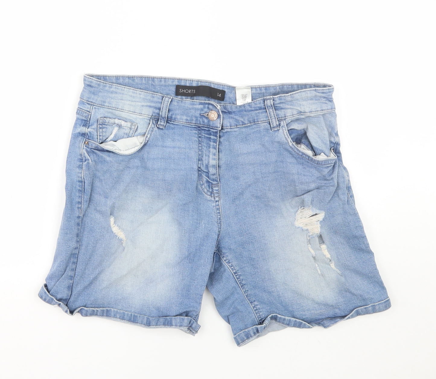 NEXT Womens Blue  Denim Paperbag Shorts Size 14