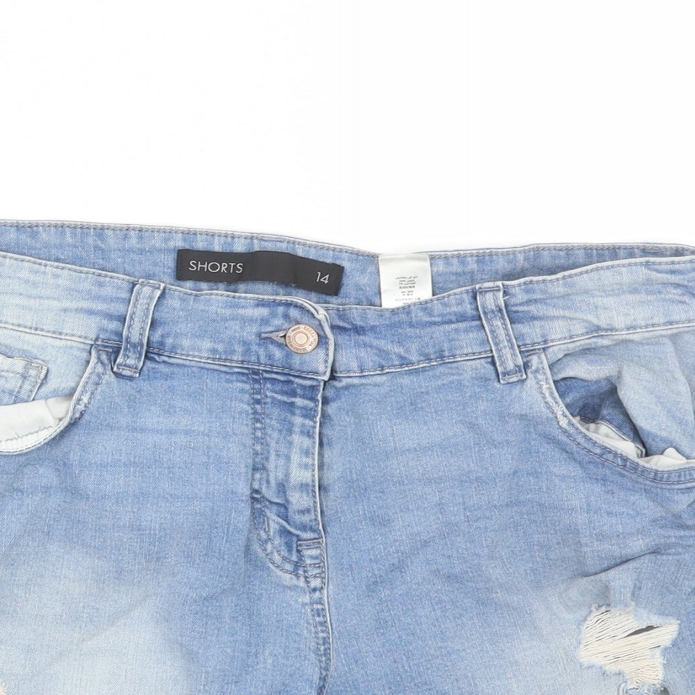 NEXT Womens Blue  Denim Paperbag Shorts Size 14