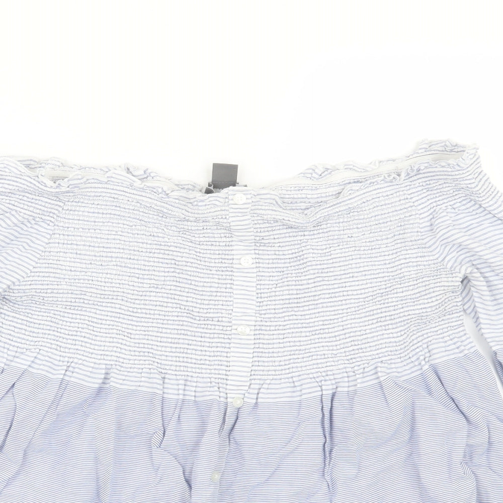 Primark Womens Blue Striped  Basic Blouse Size 16