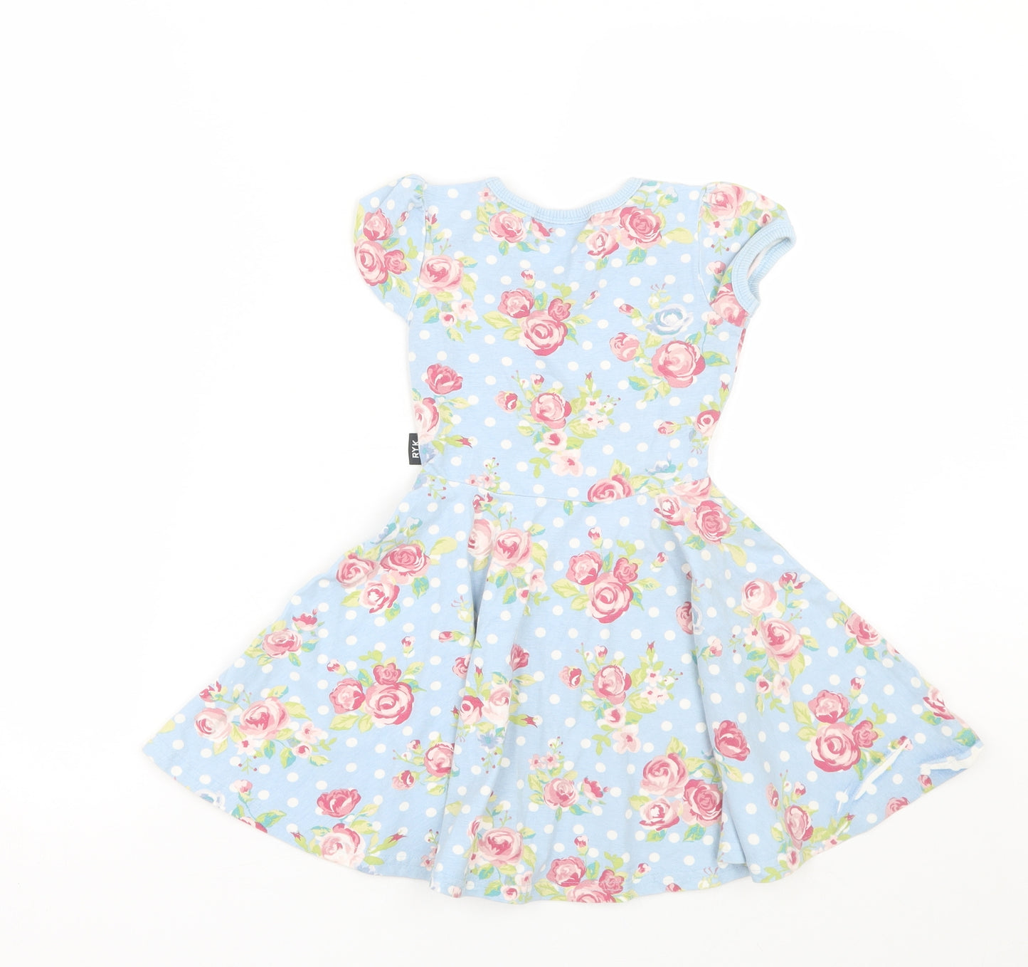 Rock your kid Girls Blue Floral  T-Shirt Dress  Size 4 Years