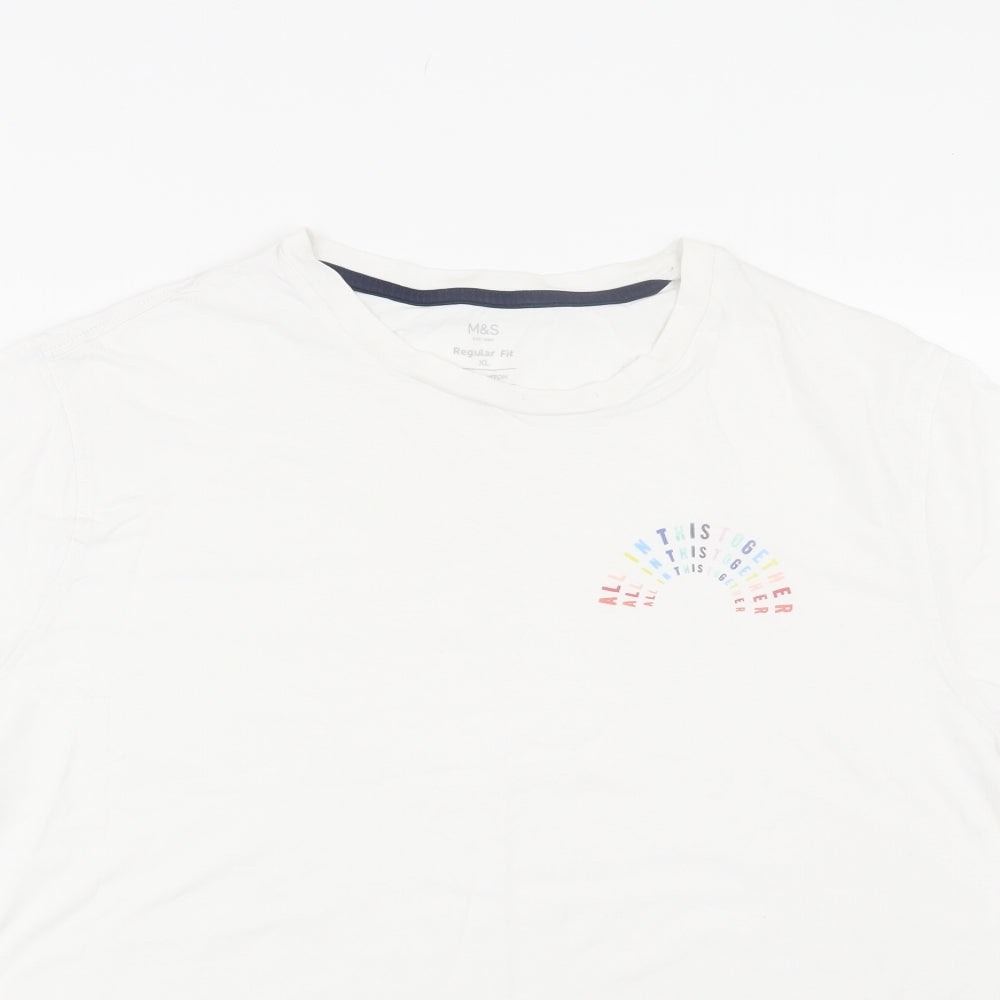 M&S Womens White   Basic T-Shirt Size XL