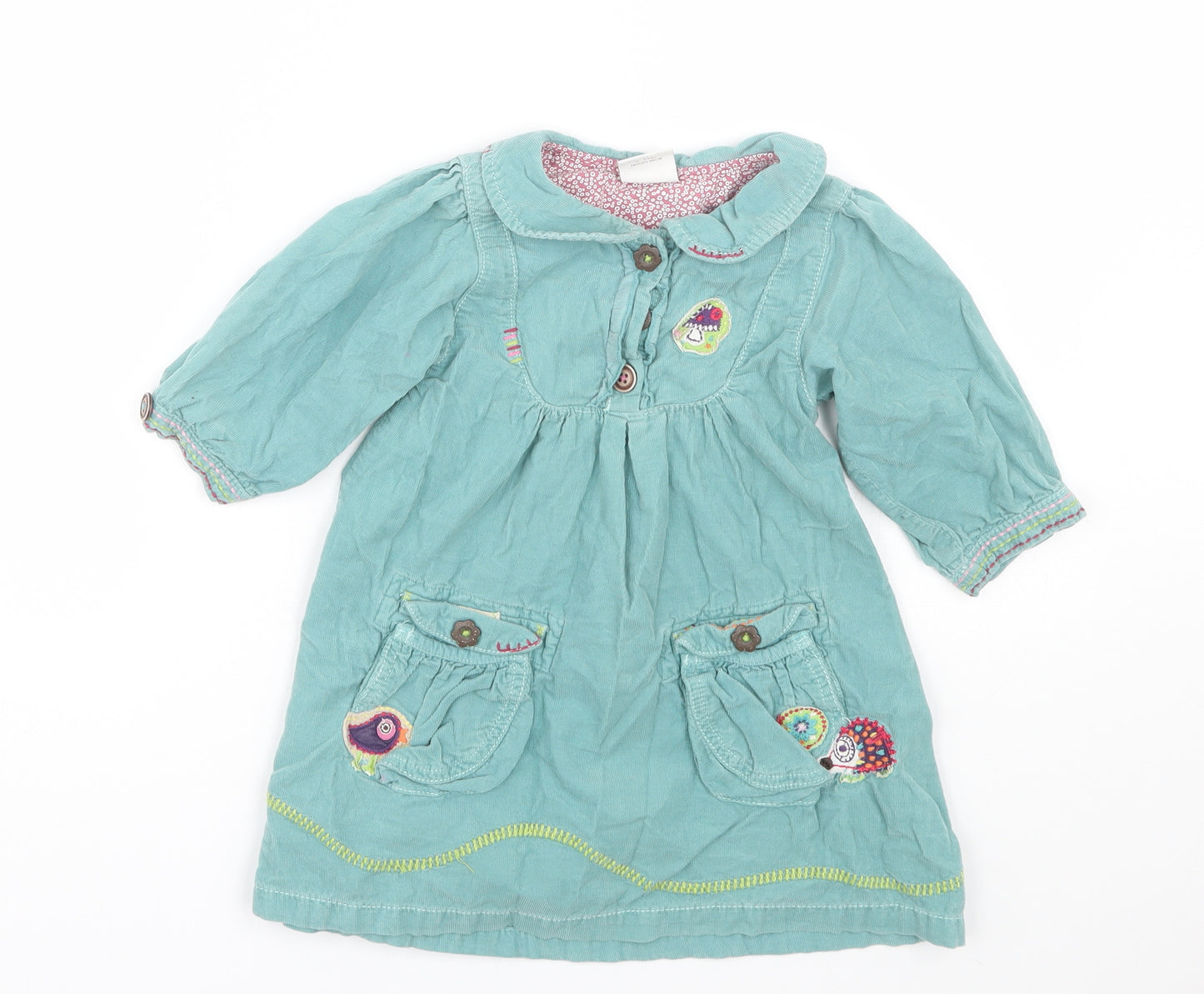NEXT Girls Green  Corduroy Shirt Dress  Size 2-3 Years