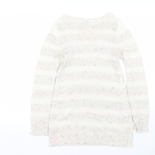 Peacocks Womens White Striped  Pullover Jumper Size 10