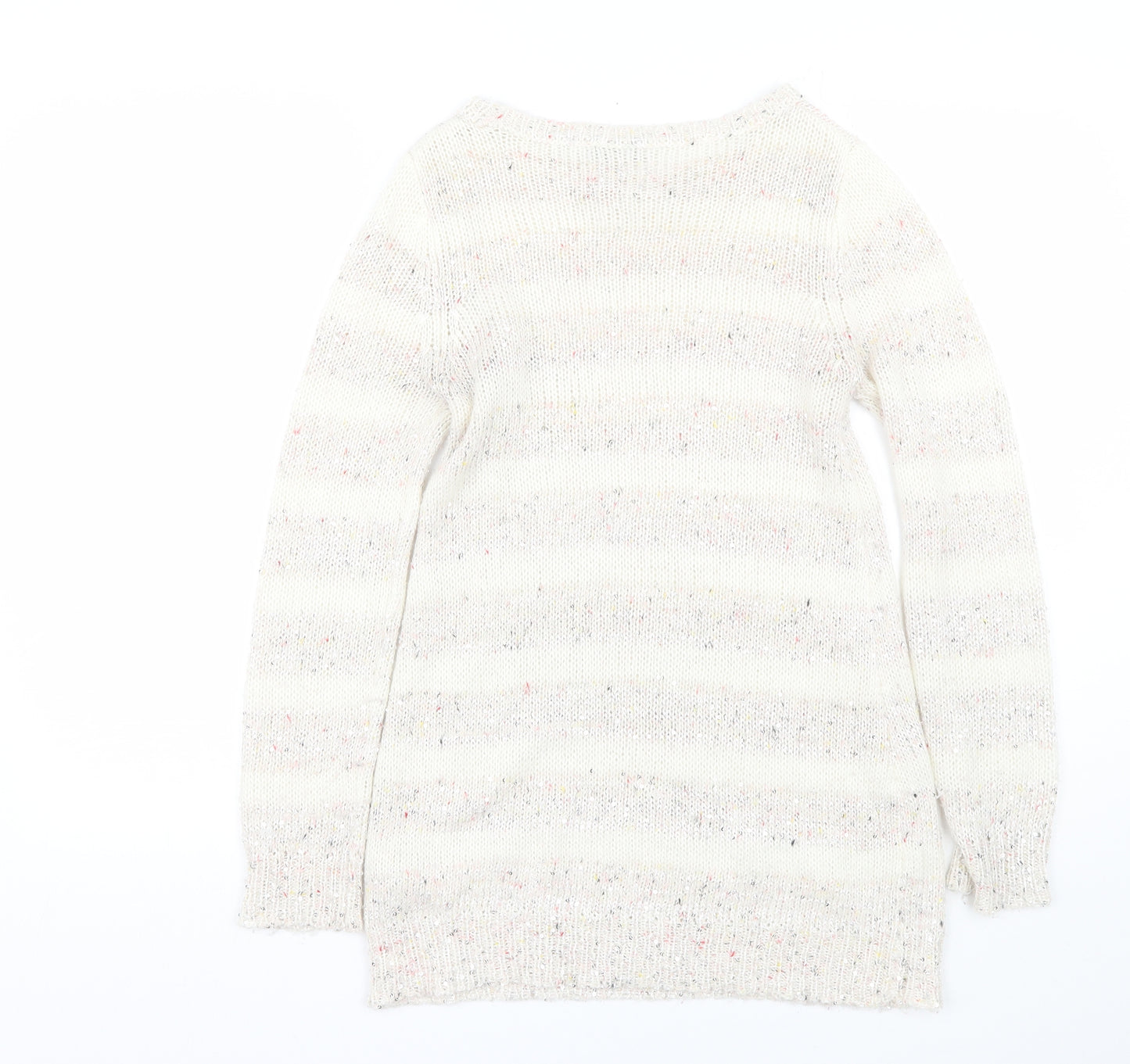 Peacocks Womens White Striped  Pullover Jumper Size 10