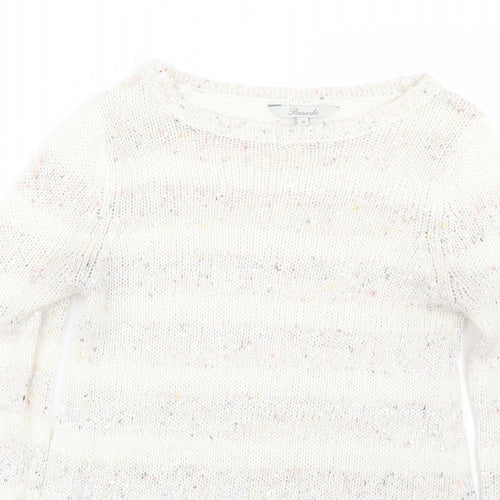 Peacocks Womens White Striped  Pullover Jumper Size 10